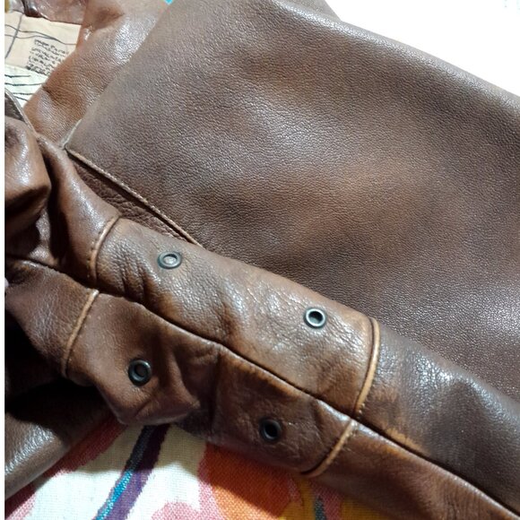 Vintage Men's  Brown Leather Flight Jacket Rugged New Zealand Outback   XL - Picture 6 of 10